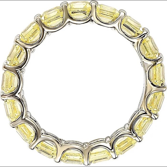 SUZY LEVIAN Sterling Silver Yellow CZ Modern Eternity Band Ring Size 7 NWT - Picture 3 of 6